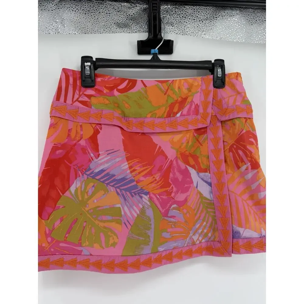 Vibrant Pink Tropical Mini Skirt - Picture 1 of 8